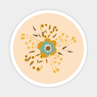 Retro Flower Cottage Mustard Magnet